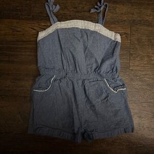 Tommy Bahama Kids Blue Chambray Lace Trim Romper Girls Size 4T‎
